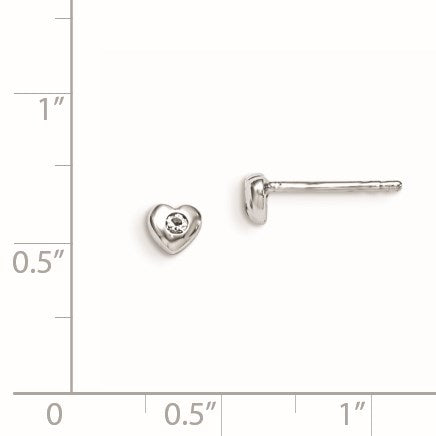 Sterling Silver Madi K Rhodium-plated Polished April White Preciosa Crystal Heart Children's Post Earrings
