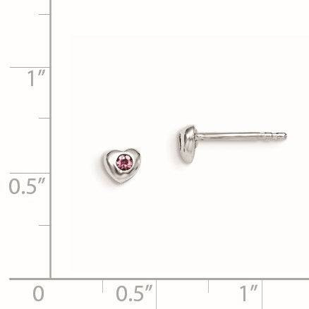 Sterling Silver Madi K Rhodium-plated Polished June Pink Preciosa Crystal Heart Children's Post Earrings