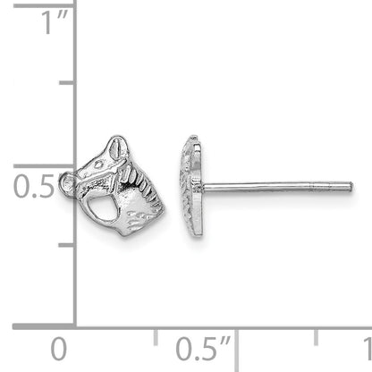 Sterling Silver Rhodium-plated Polished & Textured Horse Head Children's Post Earrings