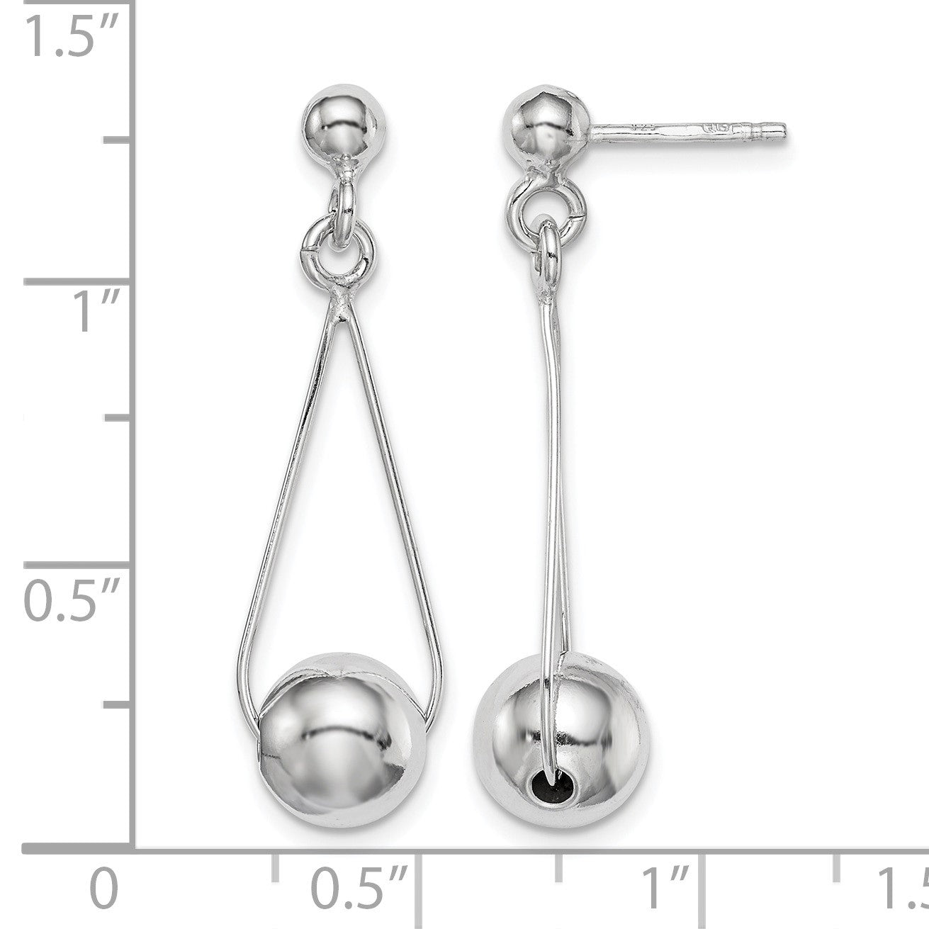 Sterling Silver Rhodium-plated Post Dangle Earrings