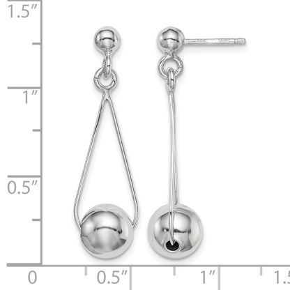 Sterling Silver Rhodium-plated Post Dangle Earrings