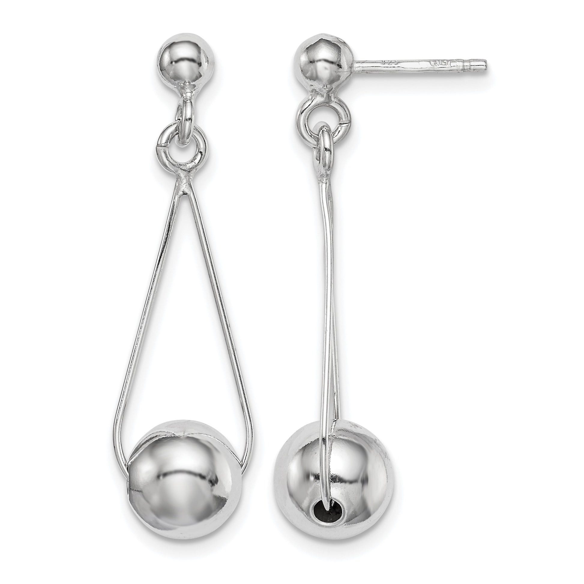 Sterling Silver Rhodium-plated Post Dangle Earrings