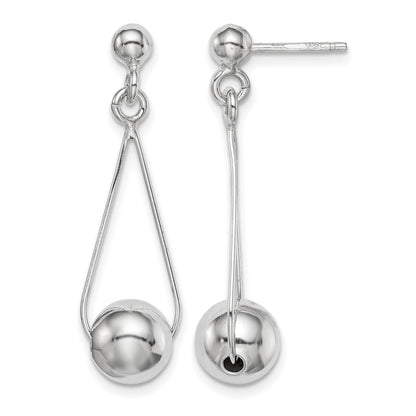 Sterling Silver Rhodium-plated Post Dangle Earrings