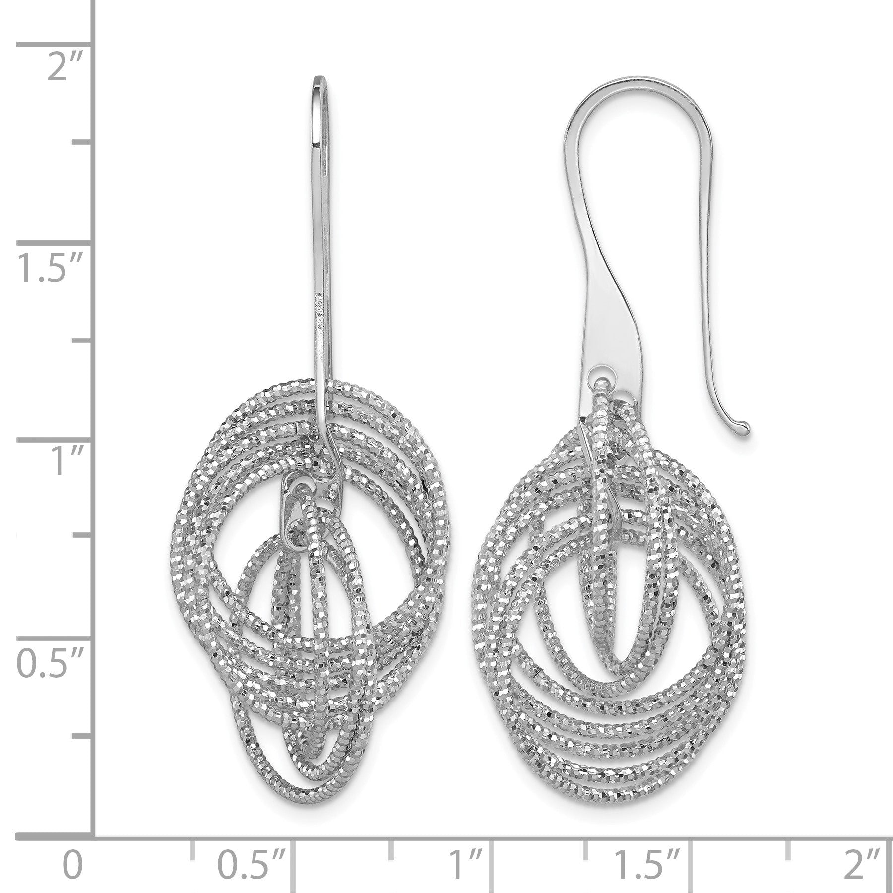 Sterling Silver Rhodium-plated D/C Fancy Intertwined Circles Dangle Earring