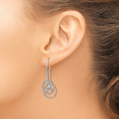 Sterling Silver Rhodium-plated D/C Fancy Circles Dangle Earrings