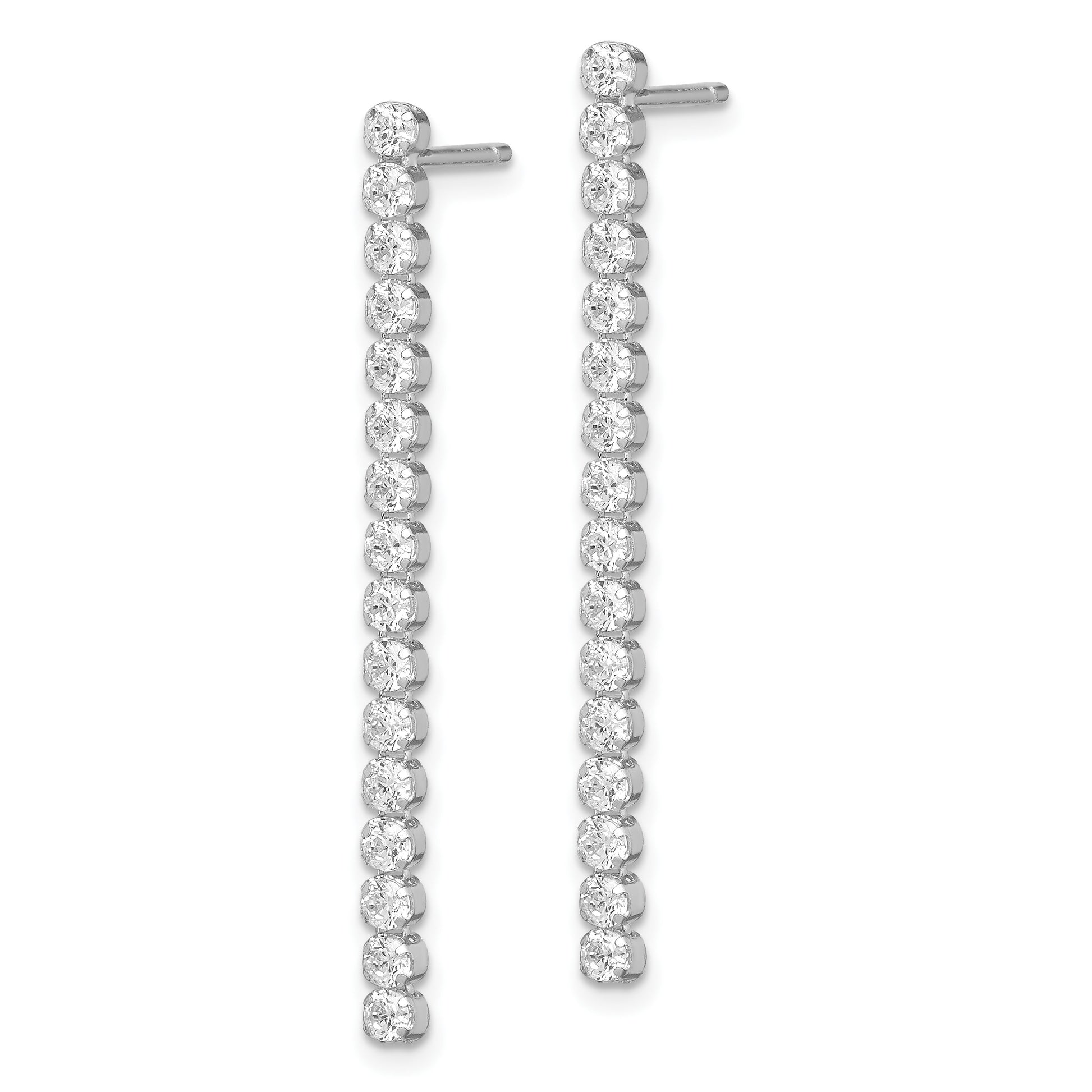 Sterling Silver Rhodium-plated Polished Fancy CZ Post Dangle Earrings