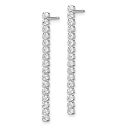Sterling Silver Rhodium-plated Polished Fancy CZ Post Dangle Earrings