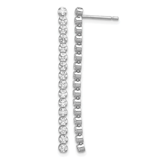 Sterling Silver Rhodium-plated Polished Fancy CZ Post Dangle Earrings