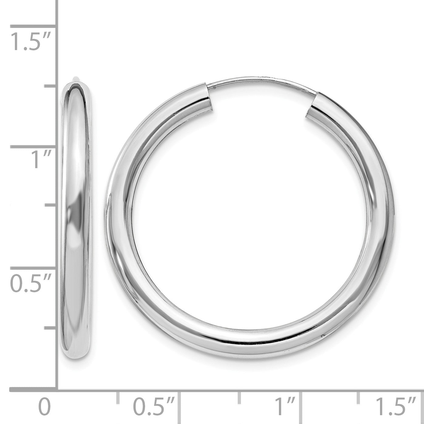 Sterling Silver Rhodium-plated 3x30mm Endless Tube Hoop Earrings