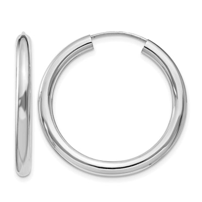 Sterling Silver Rhodium-plated 3x30mm Endless Tube Hoop Earrings