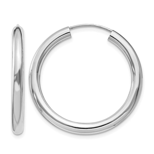 Sterling Silver Rhodium-plated 3x30mm Endless Tube Hoop Earrings