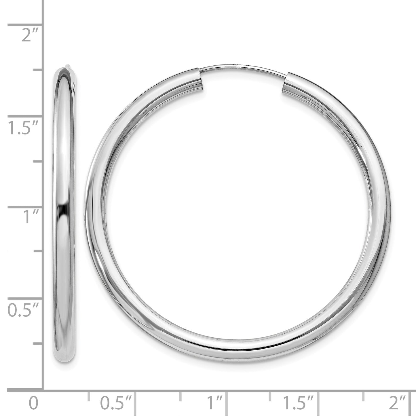 Sterling Silver Rhodium-plated 3x40mm Endless Tube Hoop Earrings