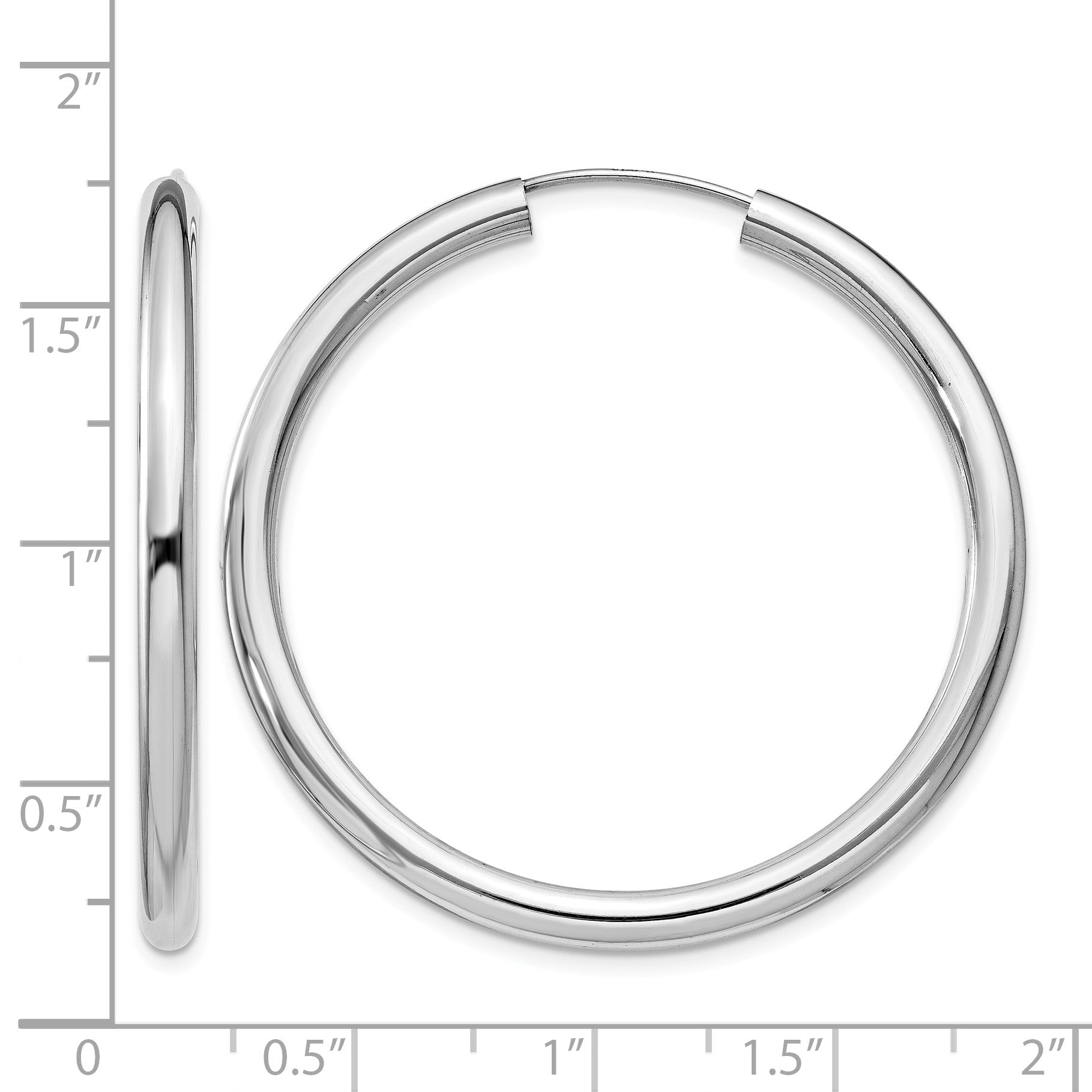 Sterling Silver Rhodium-plated 3x40mm Endless Tube Hoop Earrings