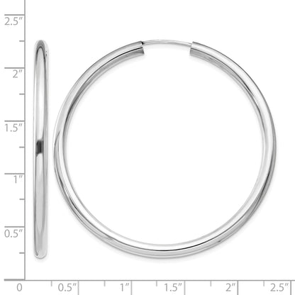 Sterling Silver Rhodium-plated 3x50mm Endless Tube Hoop Earrings