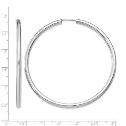 Sterling Silver Rhodium-plated 3x60mm Endless Tube Hoop Earrings