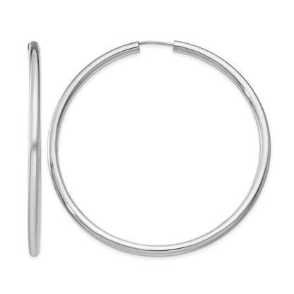 Sterling Silver Rhodium-plated 3x60mm Endless Tube Hoop Earrings
