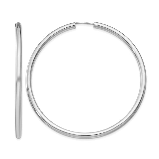 Sterling Silver Rhodium-plated 3x60mm Endless Tube Hoop Earrings