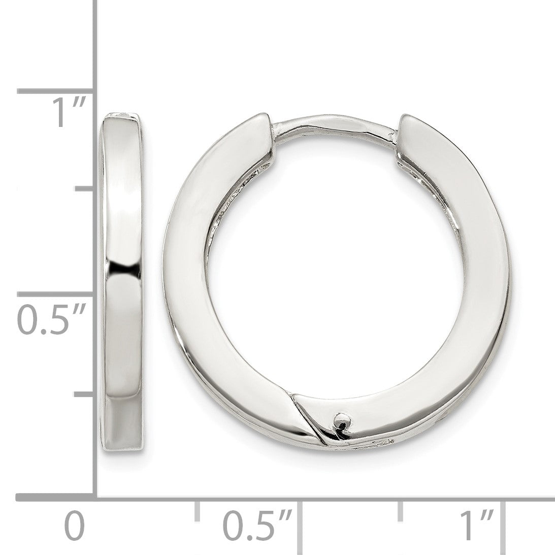 Sterling Silver 2.5x20mm Hinged Hoop Earrings
