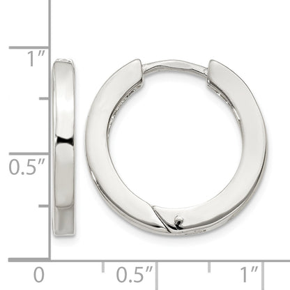 Sterling Silver 2.5x20mm Hinged Hoop Earrings