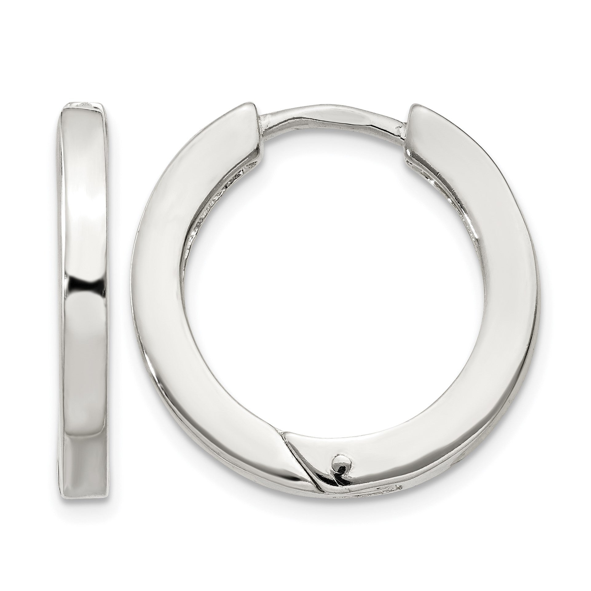 Sterling Silver 2.5x20mm Hinged Hoop Earrings