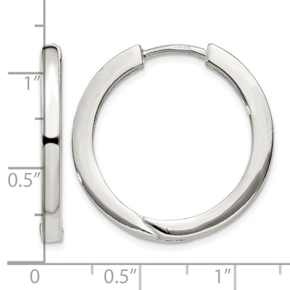 Sterling Silver 2.5x25mm Hinged Hoop Earrings