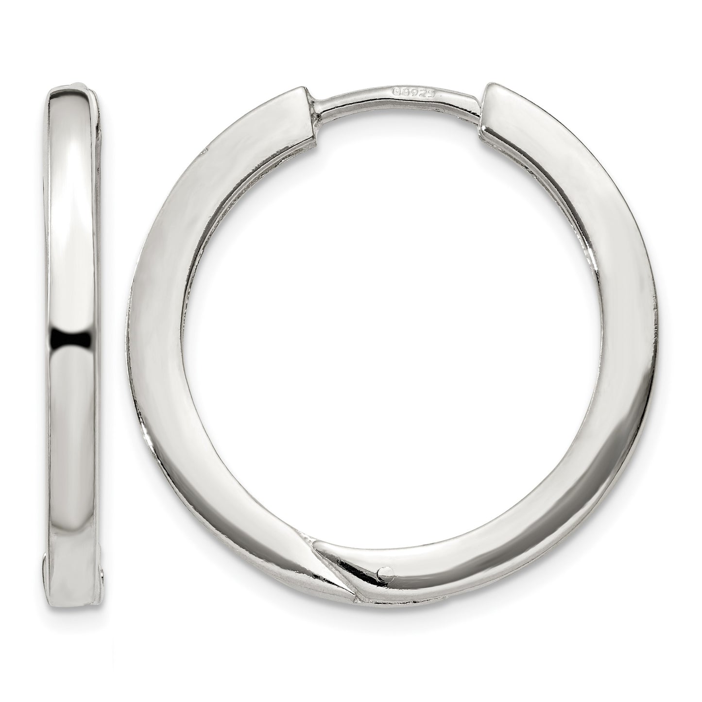 Sterling Silver 2.5x25mm Hinged Hoop Earrings