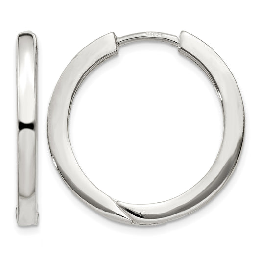 Sterling Silver 2.5x25mm Hinged Hoop Earrings
