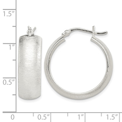 Sterling Silver Polished & Laser-cut 8.5x25mm Round Hoop Earrings