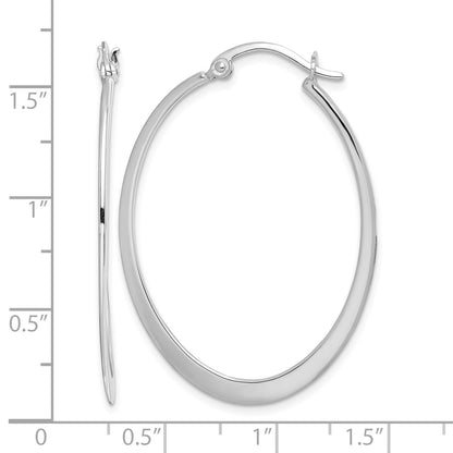 Sterling Silver Rhodium-plated Polished Oval Hoop Earrings