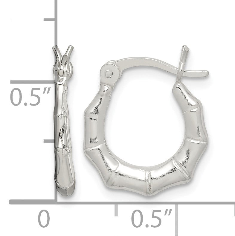 Sterling Silver Polished Bamboo Hoop Earrings