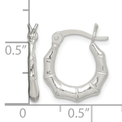 Sterling Silver Polished Bamboo Hoop Earrings