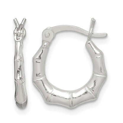 Sterling Silver Polished Bamboo Hoop Earrings