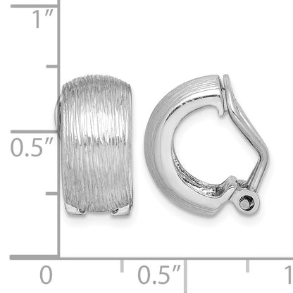 Sterling Silver Rhodium-plated D/C Non-Pierced J-Hoop Earrings
