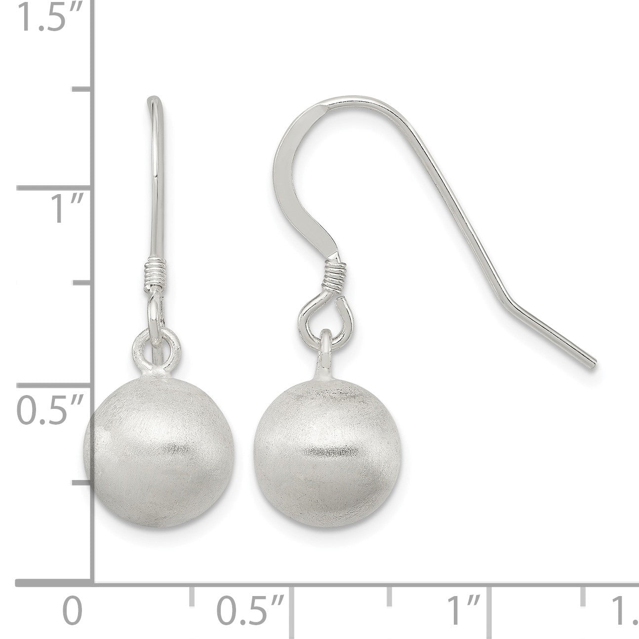 Sterling Silver Polished Laser-cut Ball 10mm Shepherd Hook Earrings