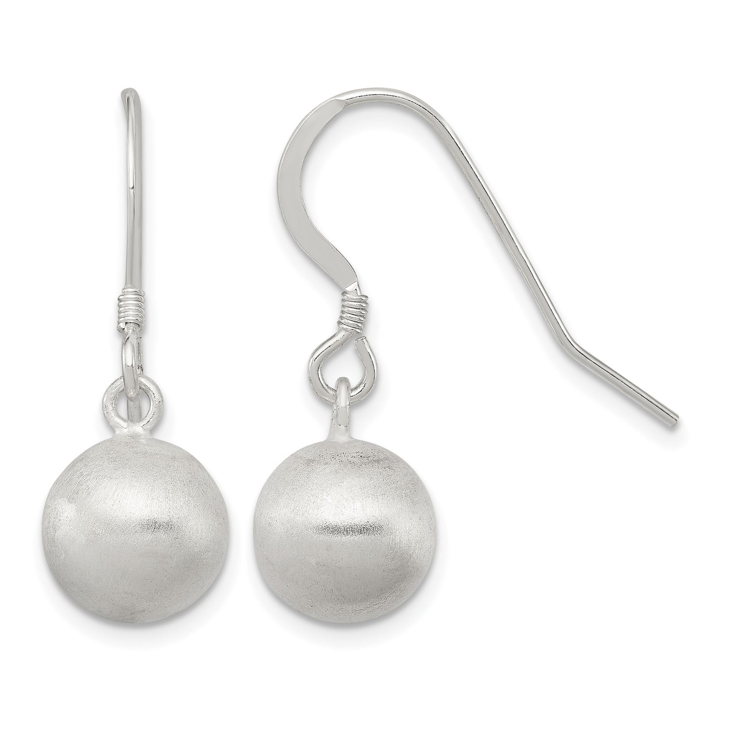 Sterling Silver Polished Laser-cut Ball 10mm Shepherd Hook Earrings