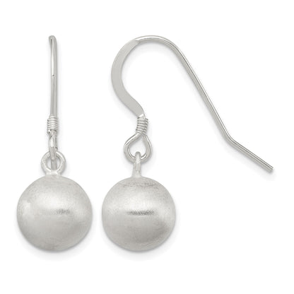 Sterling Silver Polished Laser-cut Ball 10mm Shepherd Hook Earrings