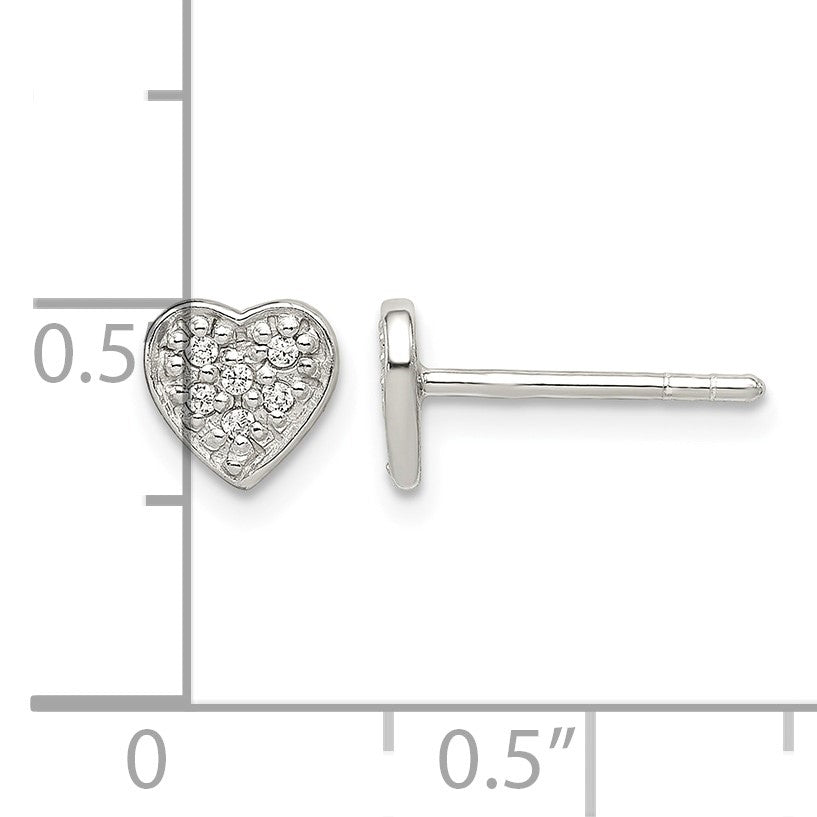 Sterling Silver CZ Heart Post Earrings