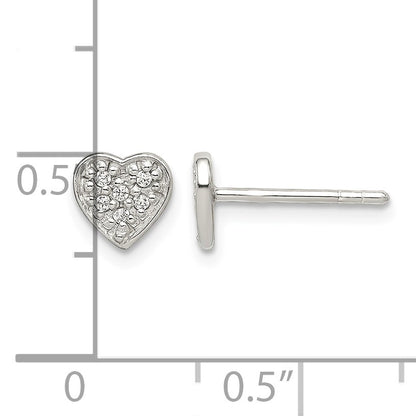 Sterling Silver CZ Heart Post Earrings