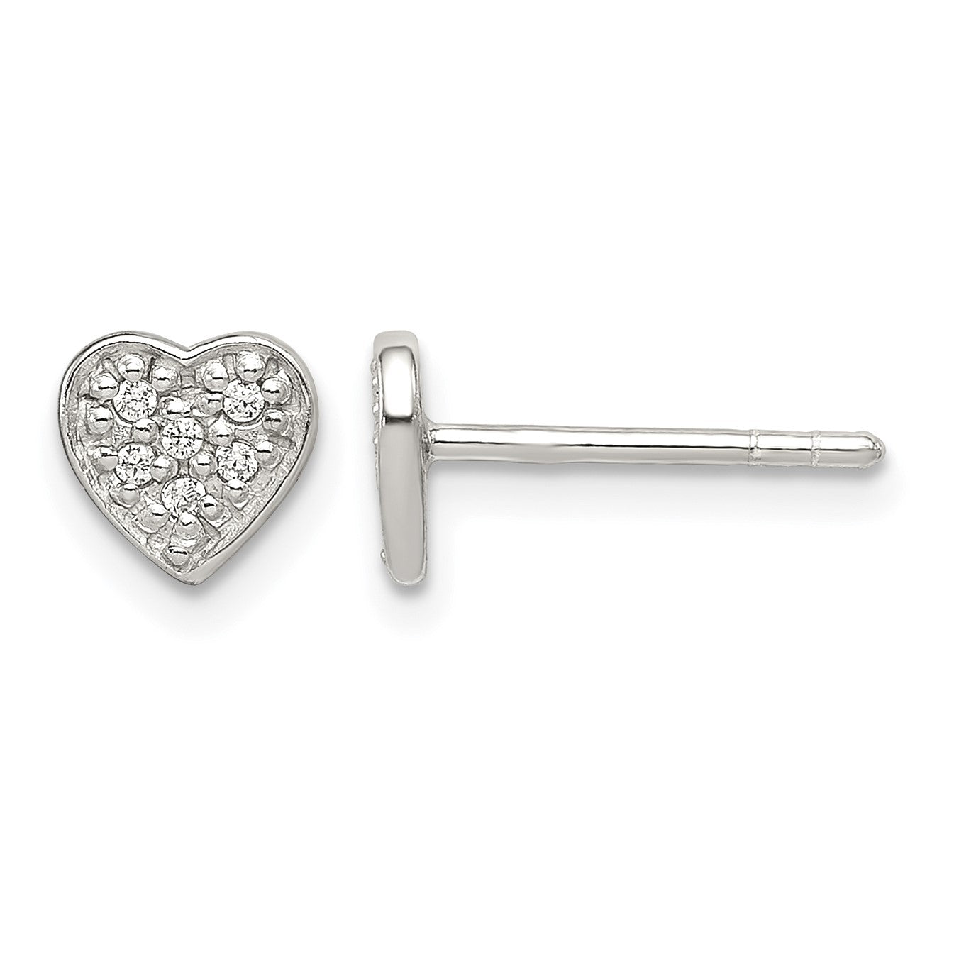 Sterling Silver CZ Heart Post Earrings