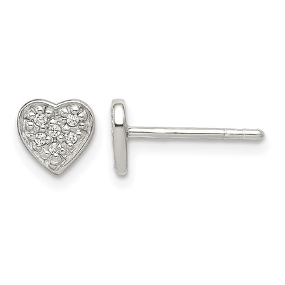 Sterling Silver CZ Heart Post Earrings