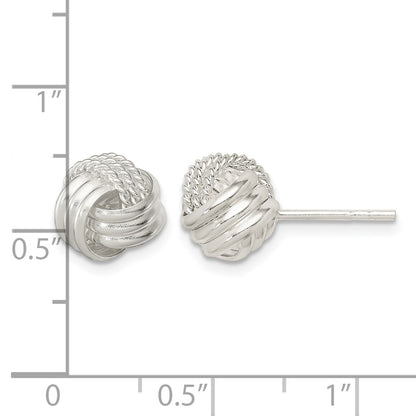 Sterling Silver Polished and Textured Knot Post Earrings