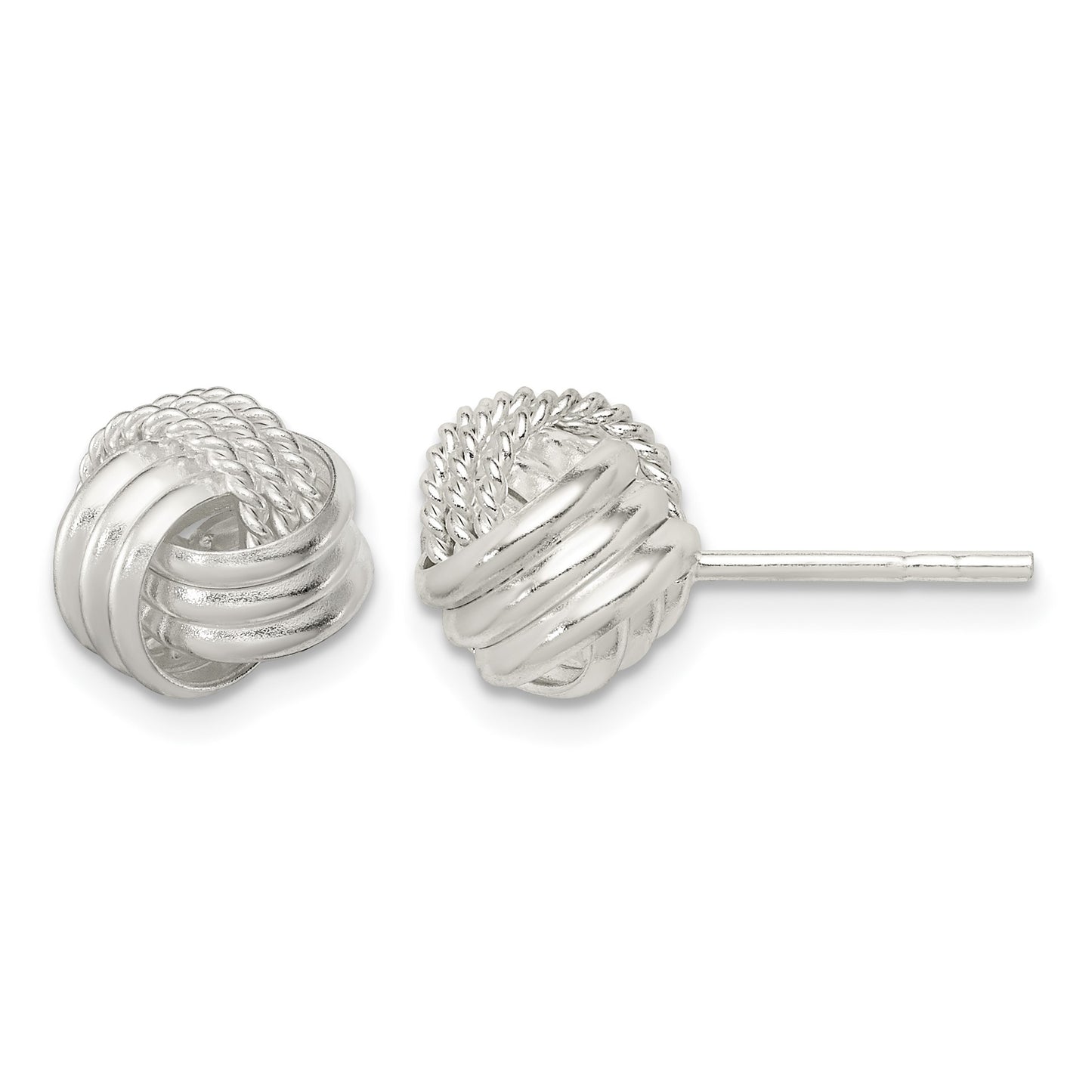 Sterling Silver Polished and Textured Knot Post Earrings