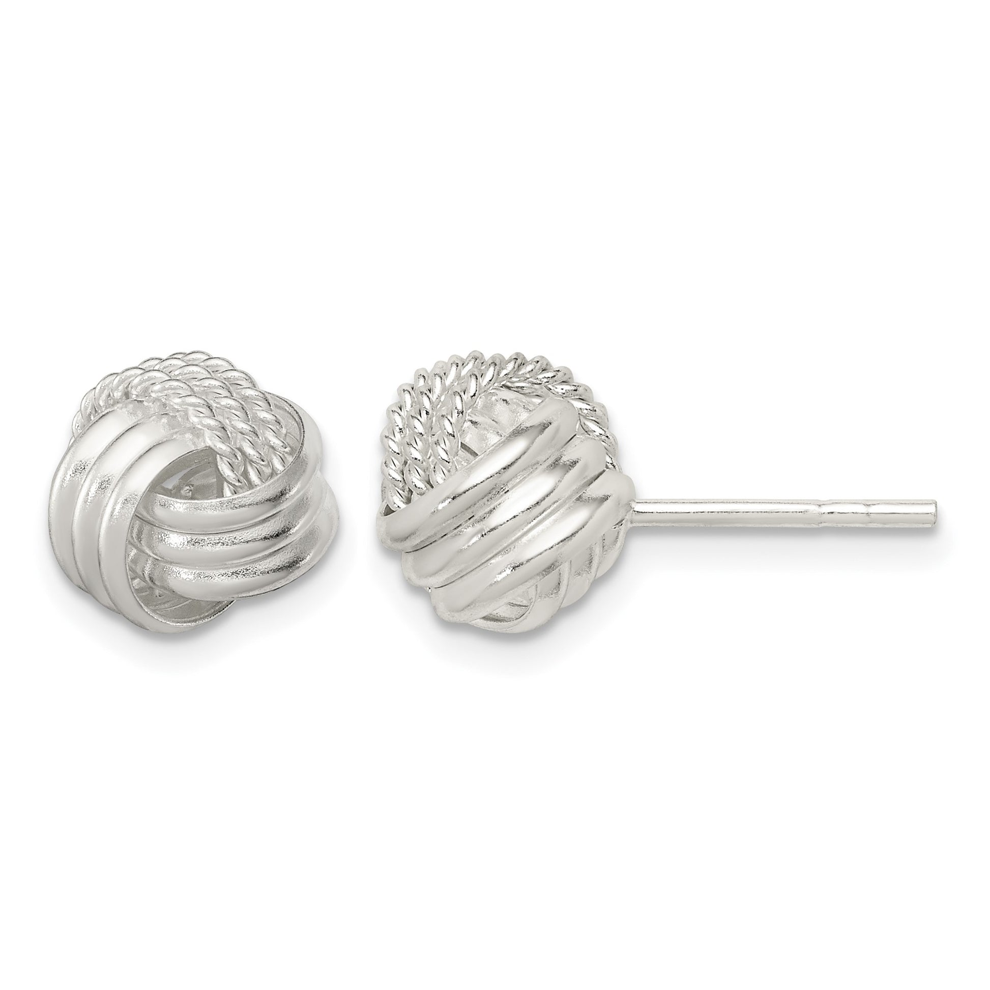 Sterling Silver Polished and Textured Knot Post Earrings