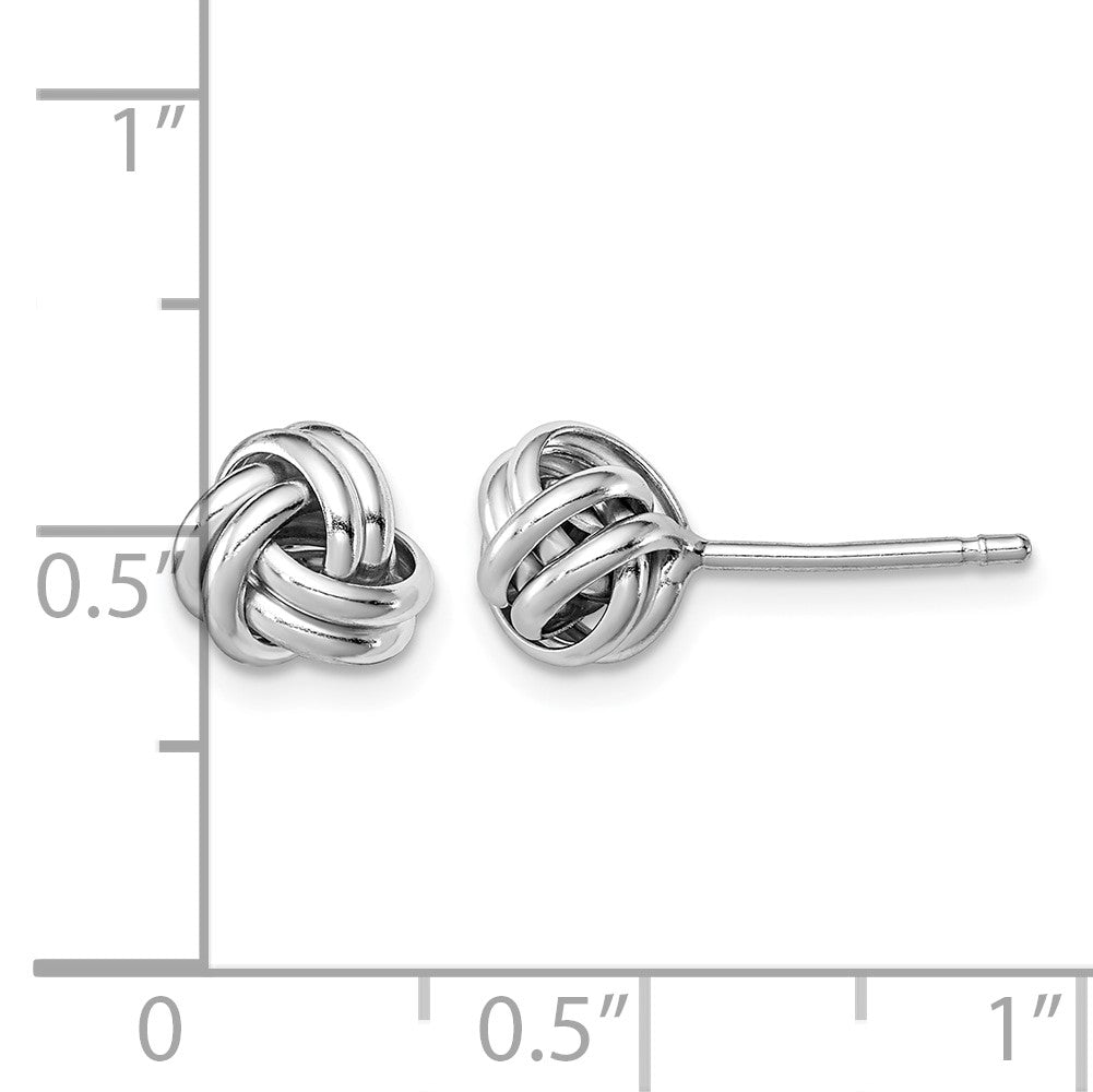 Sterling Silver Rhodium-plated Double Knot Post Earrings