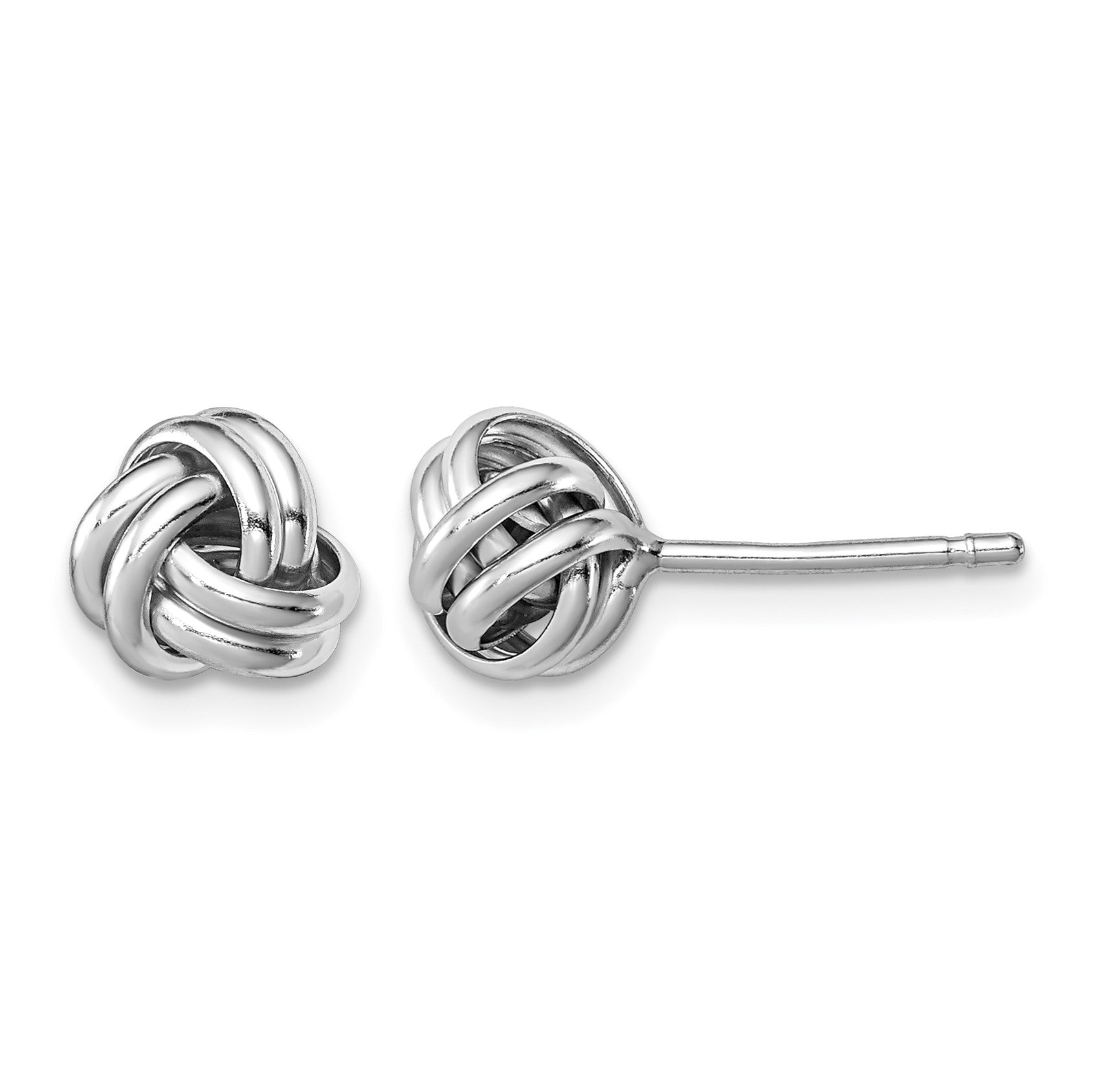 Sterling Silver Rhodium-plated Double Knot Post Earrings