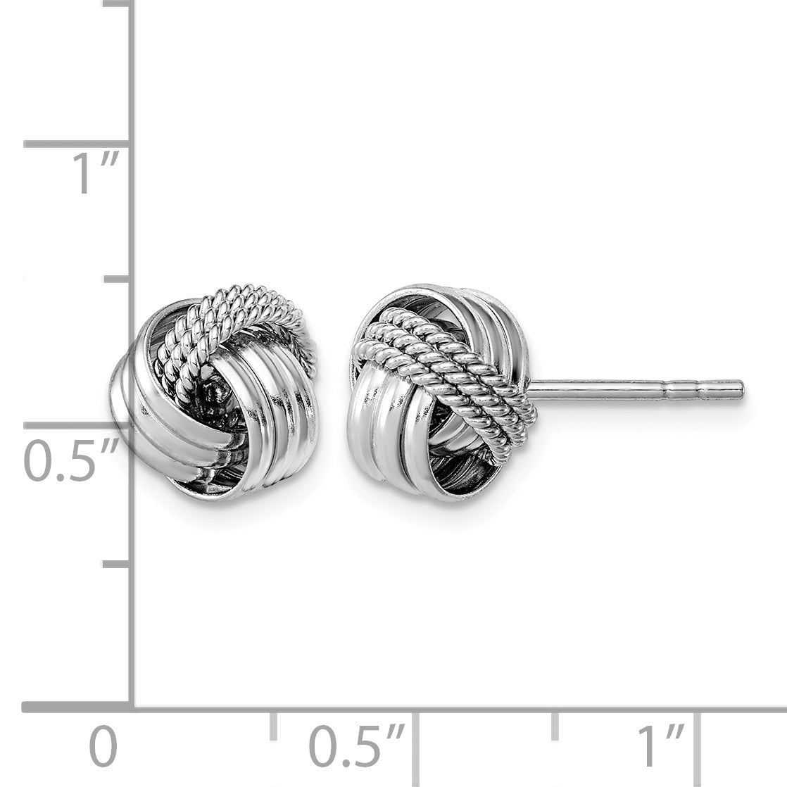 Sterling Silver Rhodium-plated Polished Twisted Knot Post Earrings