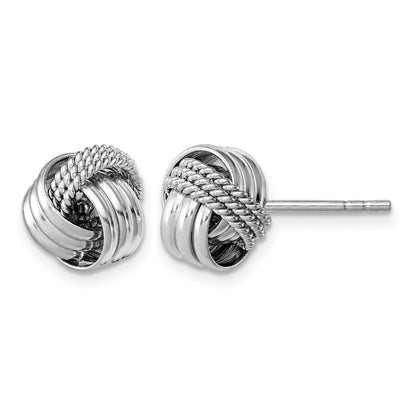 Sterling Silver Rhodium-plated Polished Twisted Knot Post Earrings