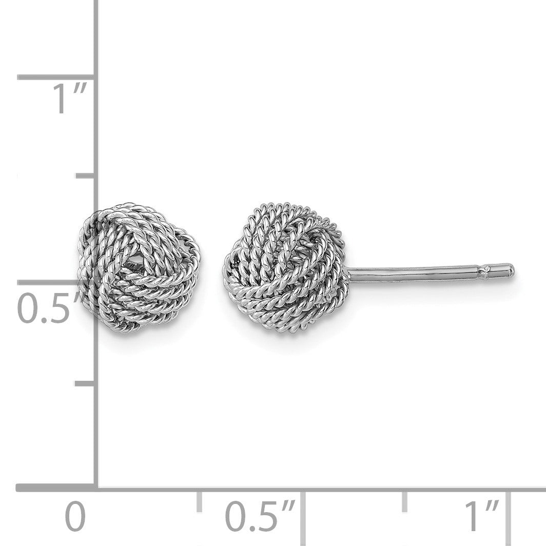 Sterling Silver Rhodium-plated Rope Knot Post Earrings