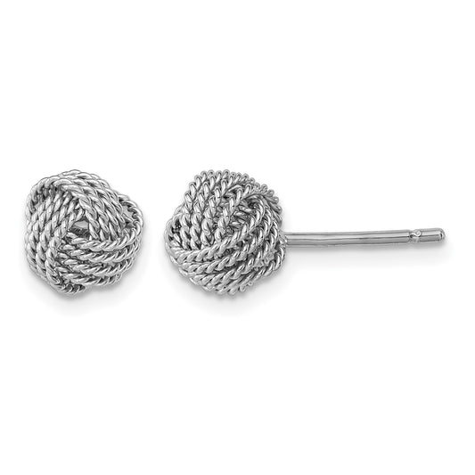 Sterling Silver Rhodium-plated Rope Knot Post Earrings