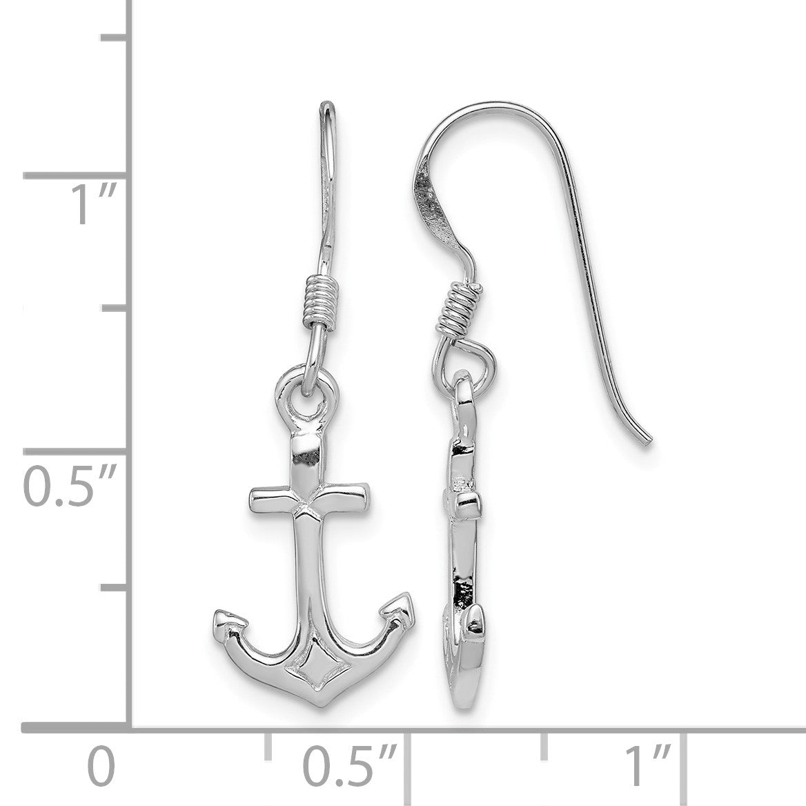 Sterling Silver Rhodium-plated Anchor Earrings